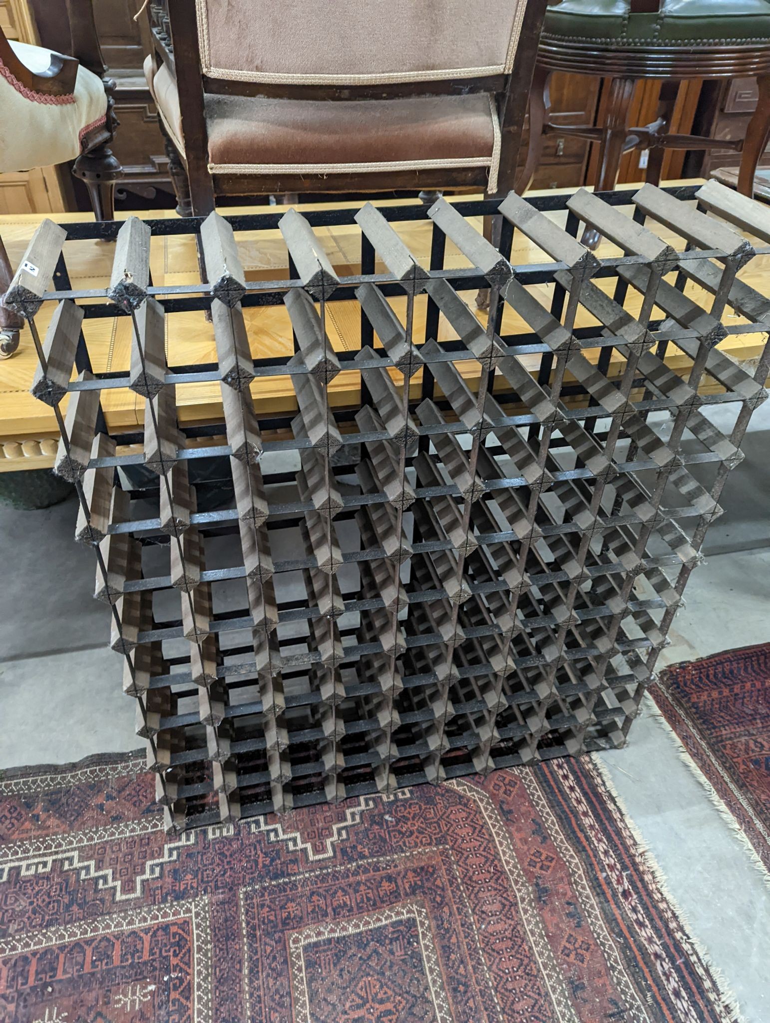 A 99 bottle wine rack, width 90cm